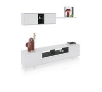 duehome | Mueble de Salon Moderno, Modulos Comedor, Modelo Kenzo, Acabado en Blanco Brillo y Gris Antracita, Medidas: 200 cm (Ancho) x 41 cm (Fondo) x 46 cm (Alto)