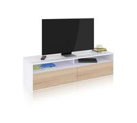 duehome | Mueble de Salon, modulo de Comedor Elba, Acabado Color Blanco Artik y Roble Canadian, Medidas: 130 cm (Ancho) x 35,5 cm (Alto) x 40,2 cm (Fondo)
