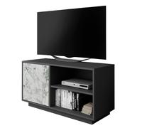 Duehome - Mueble TV Solid 100 - Hueco a la Vista con Balda Central - Armario Cerrado con Puerta Batiente Graphite - white marble