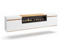 Due-Home Mueble TV Kavos Wall Chimenea suspendido 203 cm Blanco - Roble Arena 203 x 45 x 34,6 cm