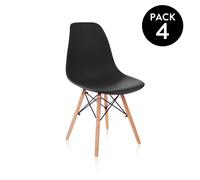 duehome - Pack 4 sillas con estructura en madera de haya 46 cm Tower Wood Black