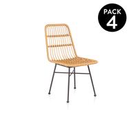 duehome - Pack 4 sillas de comedor Malai Rattan - black