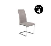 Duehome Pack 4 Sillas de Comedor San, Diseño Moderno y Retro, Estructura Cromada y Tapizado Suave Grey Marengo San