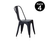 Duehome Pack de 4 sillas de comedor Tolix Negro 85x45x45 cm