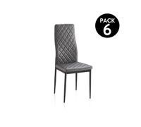 duehome - Pack 6 sillas de comedor Lacey Grey Fabric
