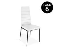 duehome - Pack 6 sillas de comedor símil piel Emi White - black