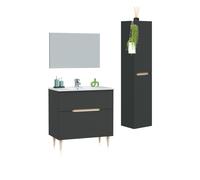 duehome - Pack de baño con lavabo y columna Opera 80 Anthracite - oak
