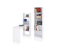 duehome | Pack de Escritorio y estantería, Mesa de Estudio con Estantería Juvenil, Conjunto de Escritorio, Modelo Cosmic Plus, Acabado en Blanco Artik