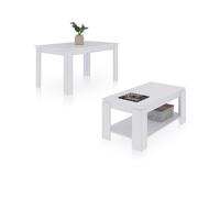 duehome - Pack mesa de comedor 123 y mesa de centro Lya Artik white