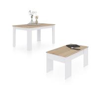 Duehome - Pack mesa de comedor 123 y mesa de centro Vita Artik white - canadian oak