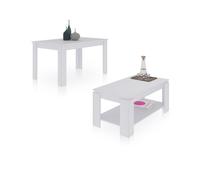 duehome - Pack mesa de comedor 140 y mesa de centro Lya Artik white
