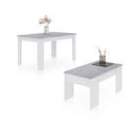 Duehome - Pack mesa de comedor 140 y mesa de centro Vita Artik white - cement gray
