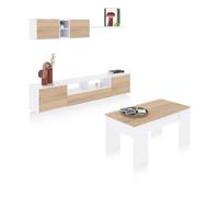 Duehome - Pack salón con mesa de centro Plus V2 Glossy white - canadian oak