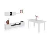 Duehome - Pack salón con mesa de comedor Plus VA Glossy white - anthracite gray