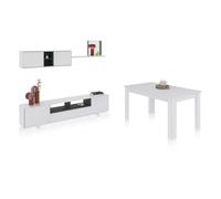 Duehome - Pack salón con mesa de comedor Plus VB Glossy white - anthracite gray