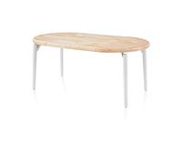 duehome Padma, Mesa de Comedor Redonda Extensible, Mesa 2 Tramos, Acabado en Roble y Blanco, Medidas: 100-140-180 cm (Largo) x 100 cm (Ancho) x 76 cm (Alto)