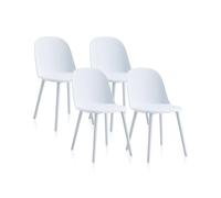 duehome | Sabra, Pack 4 Sillones Exterior/Interior de Comedor, Sillas Salon, Acabado en Blanco, Medidas: 45 cm (Ancho) x 48 cm (Largo) x 80,5 cm (Alto)