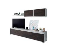 Duehome - Salón Alida | Mueble de Salón-comedor 3 Piezas | Bajo de TV 2m | Módulo Colgante | Estantería Exterior Artik white (matte white) - rust