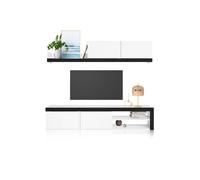 duehome - Salón con mueble de TV y estantería 180 cm Axis White-Ash