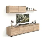 duehome - Salón con mueble de TV y estantería 200 cm Arlet Canadian oak