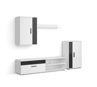duehome - Salón modular con mueble TV 140 cm Lunet Artik white - black