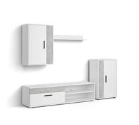 duehome - Salón modular con mueble TV 140 cm Lunet Artik white - microcement