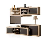 duehome | Salon Modular, Conjunto de Muebles de Salon, Modelo Nuka V2, Acabado en Cambria y Gris Grafito, Medidas: 240 cm (Largo)