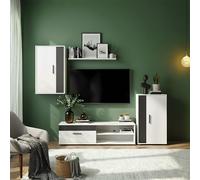 duehome - Salón modular con mueble TV 140 cm Lunet Artik white - black