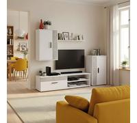 duehome - Salón modular Lunet 190 cm: mueble tv + armario bajo + armario alto colgante + estantería mural, ideal para espacios contemporáneos, fácil montaje y servicio post-venta 100% satisfacción Bla