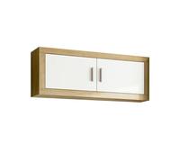 duehome | Salon Modular, Módulo Alto con 2 Puertas, Composicion Salon por Piezas, Modelo Nuka, Acabado en Blanco y Cambria, Medidas: 130 cm (Largo) x 27,9 cm (Fondo) x 46 cm (Alto)