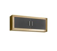 duehome | Salon Modular, Módulo Alto con 2 Puertas, Composicion Salon por Piezas, Modelo Nuka, Acabado en Gris Grafito y Cambria, Medidas: 130 cm (Largo) x 27,9 cm (Fondo) x 46 cm (Alto)