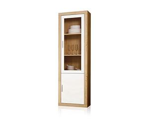 duehome | Salon Modular, Vitrina Reversible con 2 Puertas, Composicion Salon por Piezas, Modelo Nuka, Acabado en Cambria y Blanco, Medidas: 60 cm (Largo) x 193,2 cm (Alto) x 34,6 cm (Fondo)