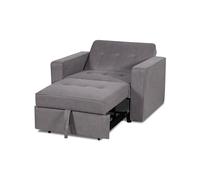 duehome | Sillon Cama, Sillon 3 Posiciones, Asiento de Descanso, Modelo Soren, Acabado en Tejido Color Gris, Medidas: 110 cm (Largo) x 91,5 cm (Alto) x 88-125-180 cm (Fondo)