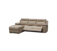 duehome | Sofá 3 Plazas Electrico con Chaiselongue Derecho, Sofá Reclinable, Modelo Nellie, Acabado en Tejido Color Cemento, Medidas: 276 cm (Ancho) x 102 cm (Alto) x 187 cm (Fondo)