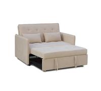 duehome | Sofa Cama, Sofa 3 Posiciones, Asiento de Descanso, Modelo Nasya, Acabado en Tejido Color Beige, Medidas: 135 cm (Largo) x 65-96 cm (Alto) x 87-183 cm (Fondo)