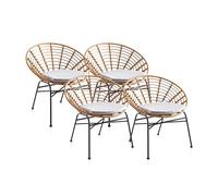 duehome | Talma, Pack 4 Sillones de Exterior, Sillón de Diseño, Acabado en Rattan y Negro, Medidas: 70 cm (Ancho) x 60 cm (Largo) x 75 cm (Alto)
