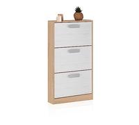 duehome | Zapatero 3 Puertas, Zapatero Estrecho, Modelo Play, Acabado en Color Tofe y Andersen, Medidas: 108 cm (Alto) x 60 cm (Ancho) x 17 cm (Fondo)