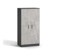 duehome | Zapatero Armario, Mueble Auxiliar, Acabado en Gris Grafito y Cemento, Modelo Liam 55, Medidas: 55 cm (Largo) x 108 cm (Alto) x 36 cm (Fondo)