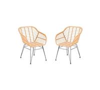 duehome | Zaza, Pack 2 Sillas Exterior/Interior de Comedor, Sillas Salon, Acabado en Rattan, Medidas: 56 cm (Ancho) x 61 cm (Largo) x 82 cm (Alto)