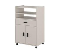 Duérmete Online - Armario Auxiliar de Cocina con Ruedas Alella, Mueble Multiusos con Cajón y Varios Compartimentos, Práctico y Funcional, Color Beige, 60 cm (Ancho) x 85.5 cm (Alto) x 40 cm (Fondo)