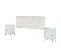 Habitdesign Cabezal + 2 mesitas Sweet 240x116x33,5 cm cama de matrimonio Blanco Artik y Blanco Velho
