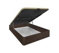 DUÉRMETE ONLINE - Canapé Abatible 150x200 cm Wengué con Tapa Partida, Gran Capacidad de Almacenaje, Estructura Súper Reforzada, Tapa 3D Transpirable, Incluye Subida a Domicilio