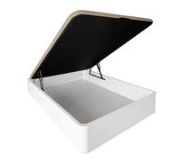 DUÉRMETE ONLINE - Canapé Abatible Madera Gran Capacidad Cajón Grosor 30 mm con Tapa Reforzada y Transpirable, Blanco, 90 x 200 cm