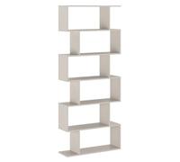 DUÉRMETE ONLINE - Estantería Alta Salón Asimétrica, Libreria, Separador Ambientes, Modelo Alella, Color Beige, Medidas: 80 cm (Ancho) x 191 cm (Altura) x 25 cm (Fondo)