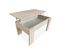 Duérmete Online - Mesa de Centro Elevable, Para Salón o Comedor, Madera, Acabado en Color Cambria, Medidas: 90 cm (Ancho) x 50 cm (Fondo) x 46-57 cm (Alto)