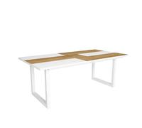Duérmete Online - Mesa de Comedor - 10 Comensales - Robusta y estable gracias a su estructura y patas macizas - Roble y Blanco - Estilo Industrial