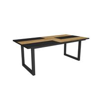 Duérmete Online - Mesa de Comedor - 10 Comensales - Robusta y estable gracias a su estructura y patas macizas - Roble y Negro - Estilo Industrial