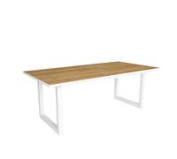 Duérmete Online - Mesa de Comedor - 10 Comensales - Robusta y estable gracias a su estructura y patas macizas - Roble y Borde Blanco - Estilo Industrial