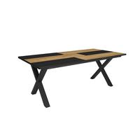 Duérmete Online - Mesa de Comedor - 10 Comensales - Robusta y estable gracias a su estructura y patas macizas - Roble y Negro - Estilo Industrial