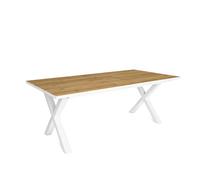 Duérmete Online - Mesa de Comedor - 10 Comensales - Robusta y estable gracias a su estructura y patas macizas - Roble y Borde Blanco - Estilo Industrial